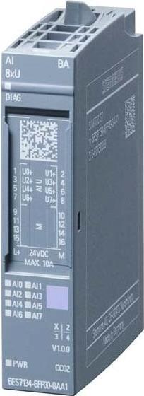 Image du produit Siemens SIMATIC ET 6ES7134-6FF00-0AA1 200SP, module d'entrée analogique, AI 8XU