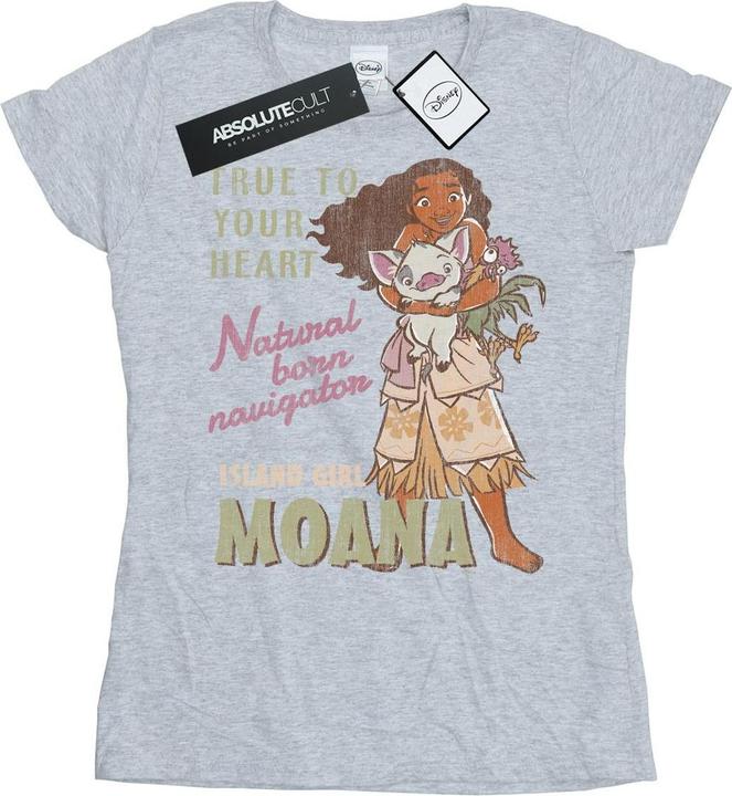 Actual product image Disney Womens/Ladies Moana Natural Born Navigator Cotton T-Shirt (XL)