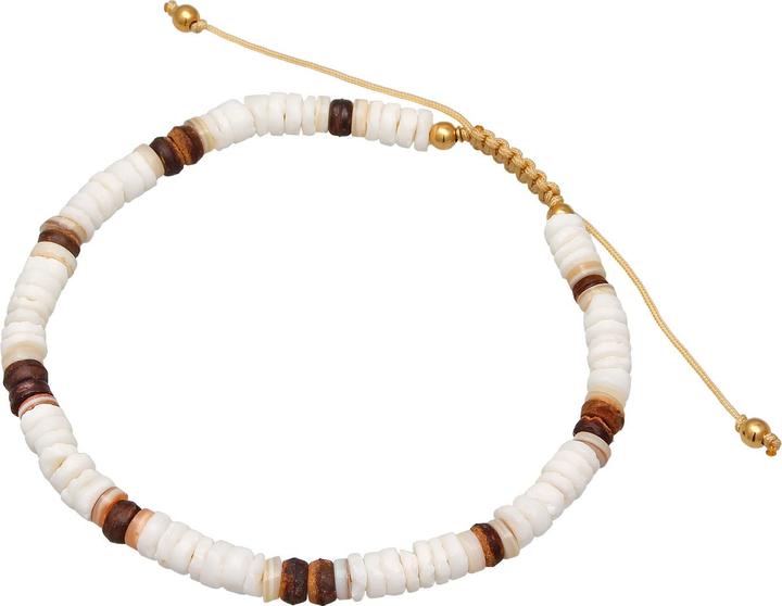 Immagine prodotto Elli Gioielli per i piedi Perline di legno di cocco conchiglia argento 925 (Conchiglia, Nylon, Argento 925 placcato oro, Nessuna pietra, 22 cm)