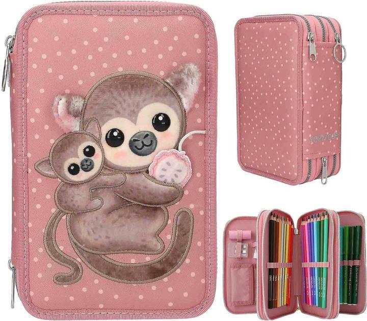 Actual product image Top Model Topmodel - TOPModel Triple Pencil Case JUICY - Dusky Pink with Orange Dots (413323)