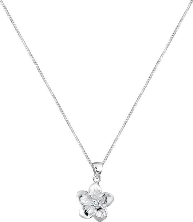Image du produit Elli DIAMONDS Collier Frangipane Fleur Diamant (0.03 ct) 925 Argent (Argent sterling 925, Cierge, 45 cm)