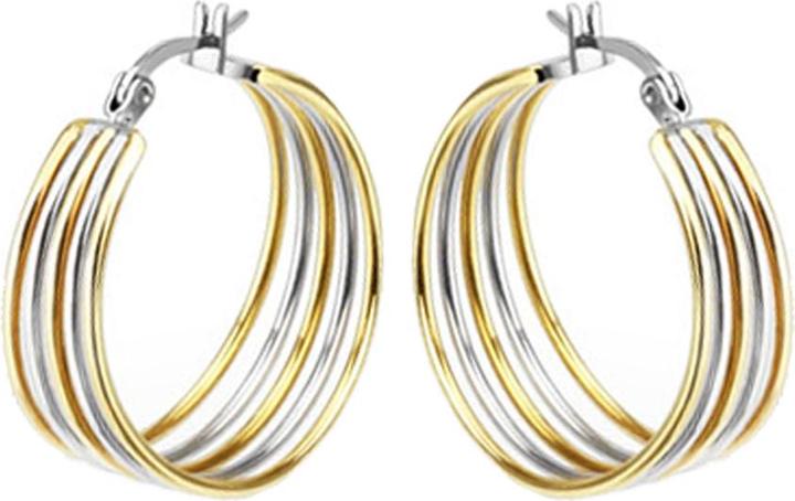 Produktbild Star Piercing Ohrring fünf Ringe vergoldet und silber (ohne Messing, Chirurgenstahl 316L)