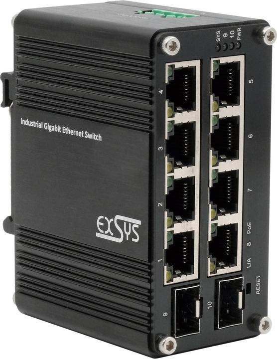 Image du produit Exsys Mini commutateur PoE+ administrable sur le Web 8x 1 Gbit/s + 2x SFP (10 Ports)