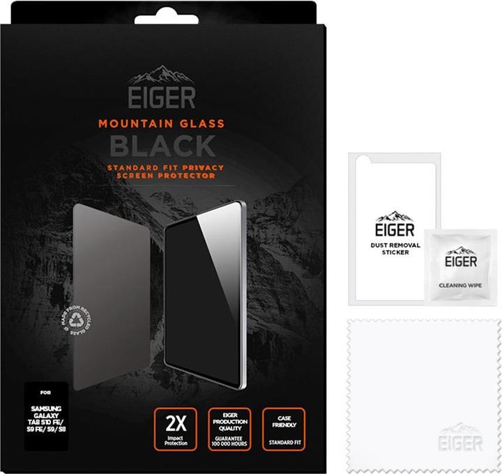 Produktbild Eiger Privacy Sichtschutz-Glas Standard Fit Mountain Glass Tablet Black (1 Stück, Galaxy Tab S8, Galaxy Tab S9 FE, Galaxy Tab S9, Galaxy Tab S7)
