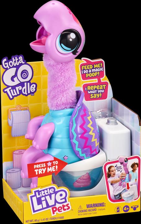 Actual product image Moose Little Live Pets - Gotta Go Turdle Interactive plush turtle that wiggles, poops and spi