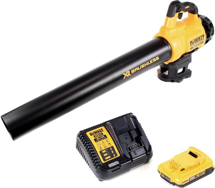 Actual product image DeWalt DCM 562 D1 18 V Li-Ion Cordless Blower + 1 x Battery DCB 183 18 V 2,0 Ah + Charger DCB 115 (Rechargeable battery operated, Leaf blower)