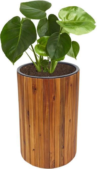 Actual product image Mendler Planter Box HWC-L24, round 50x34cm Outdoor Acacia, brown (34 cm)