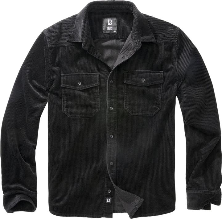Brandit Corduroy Classic Langarm-Shirt Grösse 6XL Farbe Schwarz (6XL)