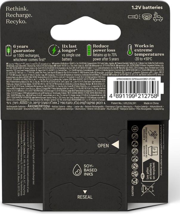 Immagine prodotto GP Batteries Batterie ricaricabili altre (4 pz., AAA, 800 mAh)