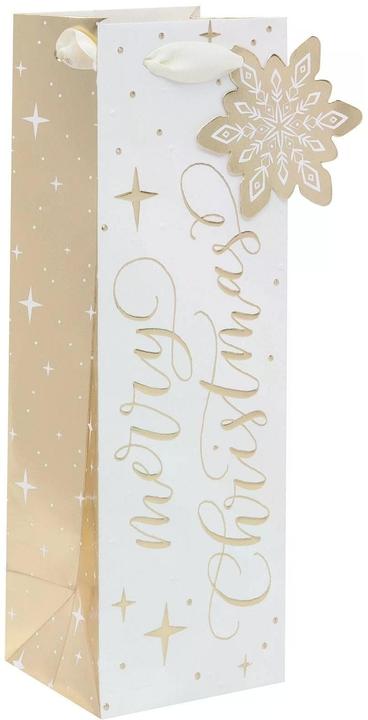 Produktbild Cart Flaschentasche Merry Christmas Gold 11 x 34 x (Geschenkbox, 1 x)
