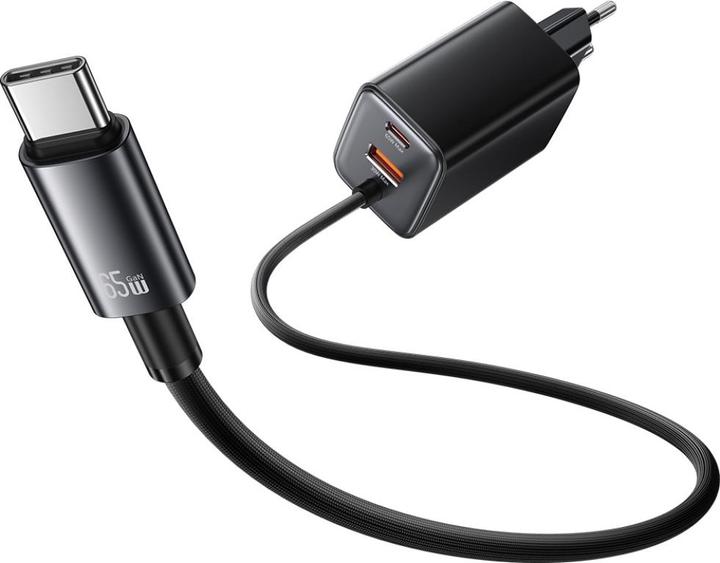 Actual product image Usams Ładowarka sieciowa JC Series CC266 65W GaN Fast Charger 2xUSB-C 1xUSB-A czarny (65 W)