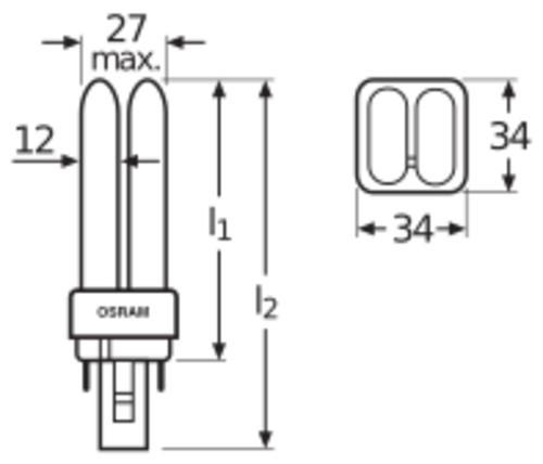 Produktbild Osram LEDVANCE Kompaktleuchtstofflampe DULUX D26W/865 (G24d-3, 27.30 W, 1600 lm, 2 x, B)