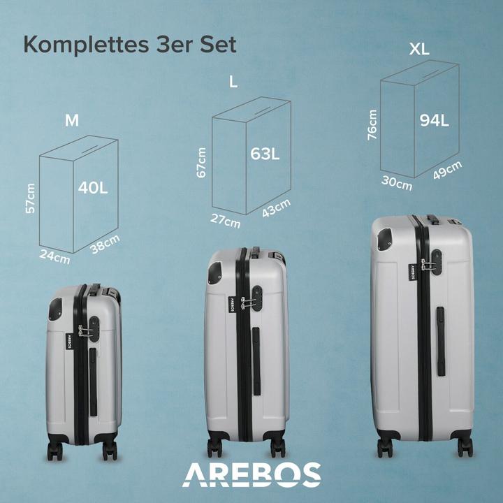 Image du produit Arebos Valise de voyage (94 l, M (50 - 90l), L (90 - 115l), XL (à partir de 115l))