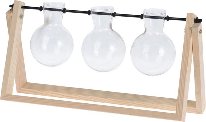 Immagine prodotto Casativo Set di 3 vasi in vetro con supporto in legno, 14,5 x 30 x 7 cm