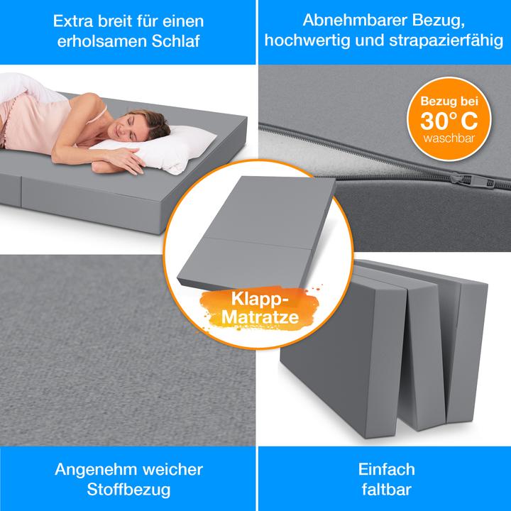 Immagine prodotto Bestschlaf Materasso pieghevole con copertura e borsa per il trasporto (120 x 195 cm, Nucleo di schiuma)
