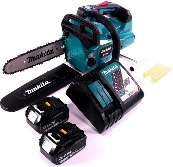 Produktbild Makita DUC 256 RM Akku Kettensäge 36 V ( 2x 18 V ) Brushless 25 cm + 2x Akku 4,0 Ah + Ladegerät (Akku Kettensäge)