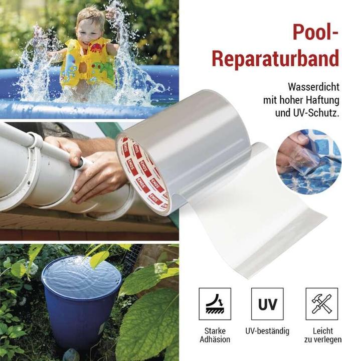 Image du produit Emos Ruban adhésif de réparation pour piscines, 1 m x 100 mm, transparent (100 mm)