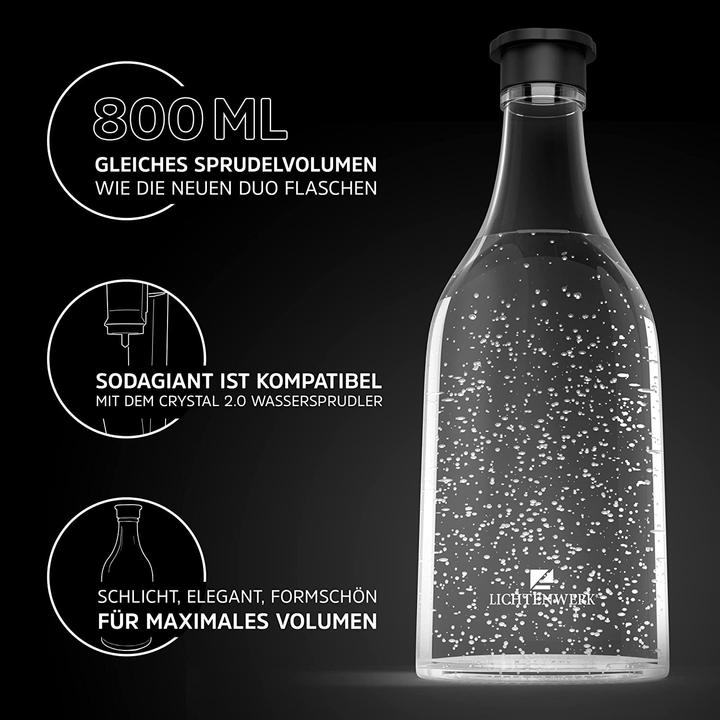 Produktbild Lichtenwerk 2x Premium Glasflasche kompatibel mit Sodastream Crystal 2.0