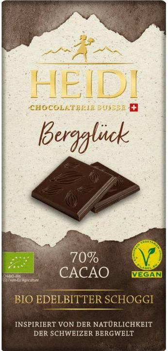Produktbild Heidi Chocolaterie Suisse Bergglück 70% Cacao Edelbitter Schoggi Bio (75 g)