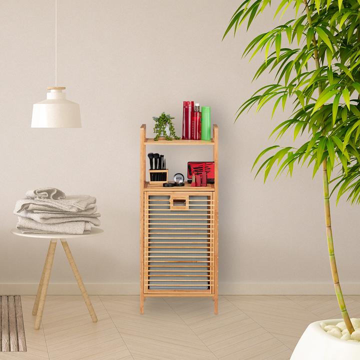 Produktbild Relaxdays Badregal mit Wäschekorb (40 x 30 x 95 cm)