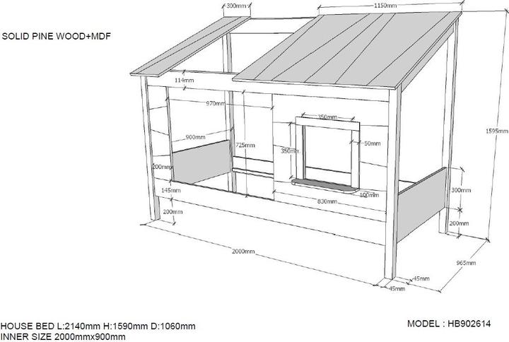 Actual product image Vipack Tree house with roof (90 x 200 cm)