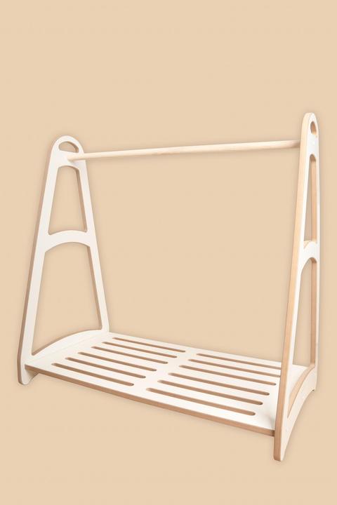 Actual product image Tupti.wood MINI Garderobe Kleiderschrank Montessori Kleiderständer mit Holzbügel Weiss