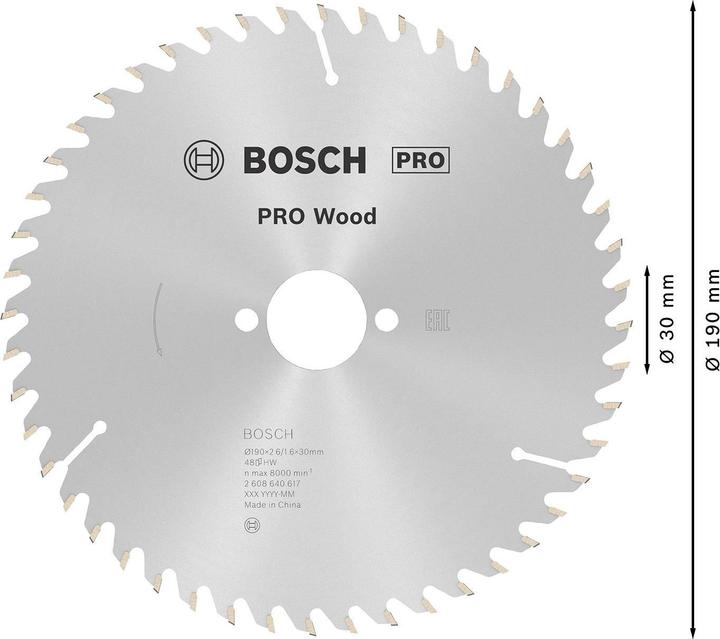 Actual product image Bosch Professional Zubehör PRO Wood circular saw blade, 190 x 2.6 x 30 mm