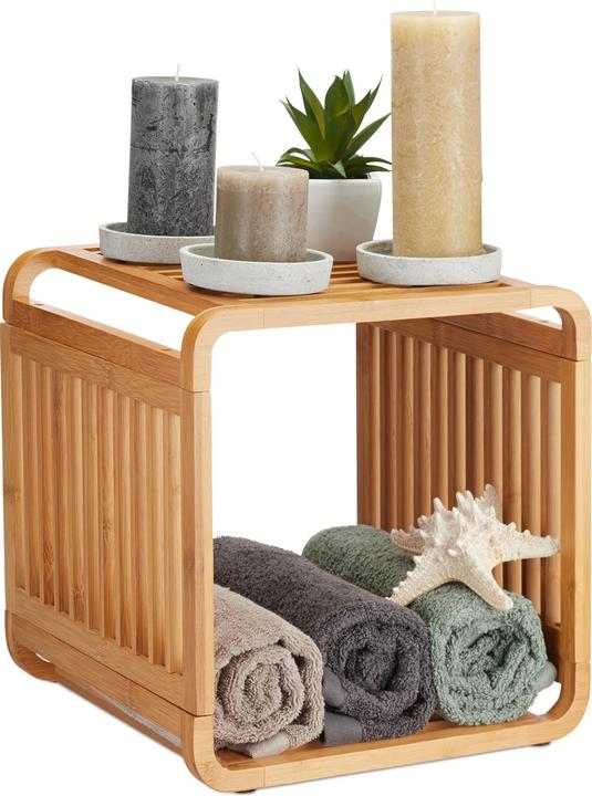 Actual product image Relaxdays Bamboo Storage Shelf (33 x 33 x 33 cm)