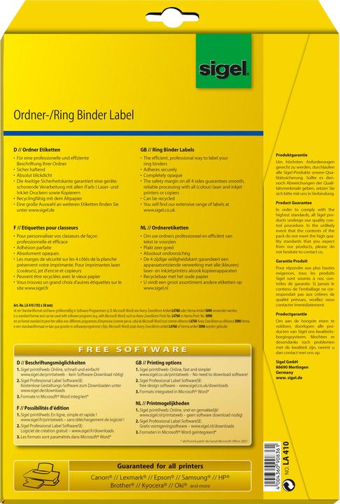 Image du produit Sigel Étiquettes de dossier