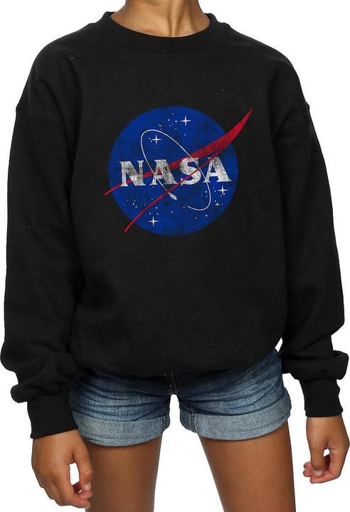 Actual product image Nasa Girls Distressed Logo Cotton Sweatshirt (152, 158)
