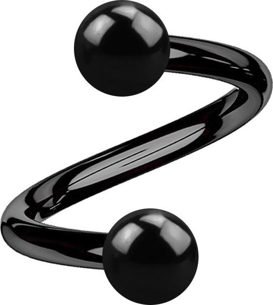 Produktbild Star Piercing Micro Spirale schwarz mit zwei Kugeln (ohne Messing, Chirurgenstahl 316L)