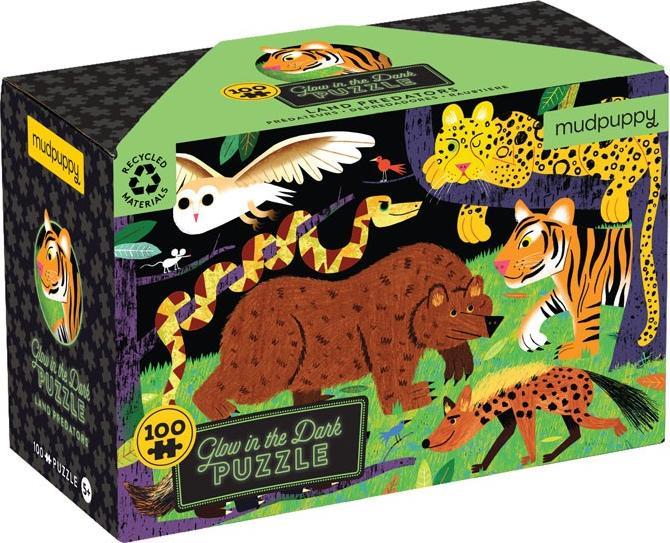 Produktbild Mudpuppy Glow in Dark Puzzle, Raubtiere an Land (100 Teile)