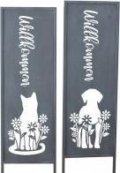 Produktbild IKO Metall-Schild "Willkommen" mit Katze & Hund h=83,5