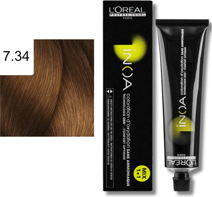 Produktbild L'Oréal Professionnel INOA 7,34 Mittelblond Gold Kupfer (7,34 Mittelblond Gold Kupfer)