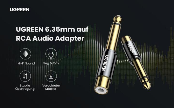 Produktbild Ugreen 6.35 mm Klinken Stecker auf RCA Cinch Buchse Adapter (Klinkenadapter)