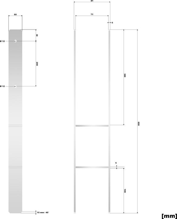 Produktbild XPOtool Pfostenträger feuerverzinkt 71x600mm H-Anker Pfostenanker Pfostenschuh