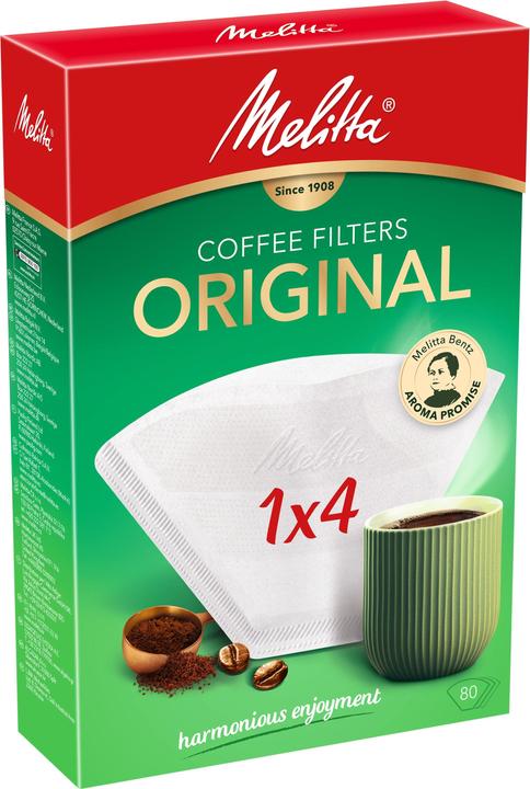Image du produit Melitta Original 1x4, Basket, Disposable coffee filter, Paper, 80 pc(s)