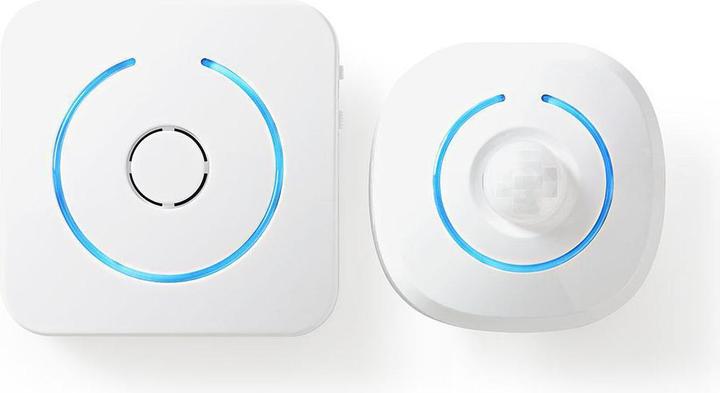 Produktbild Nedis Bewegungsmelder Alarm - atteriebetrieben - 85 dB - Detektorreichweite 6 m - Weiss/Blau - 2 Stü (6 m)