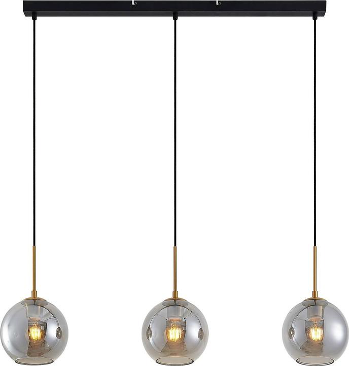 Produktbild Lindby Hiwana 3 Pendelleuchte Smoke/Brass (E27)