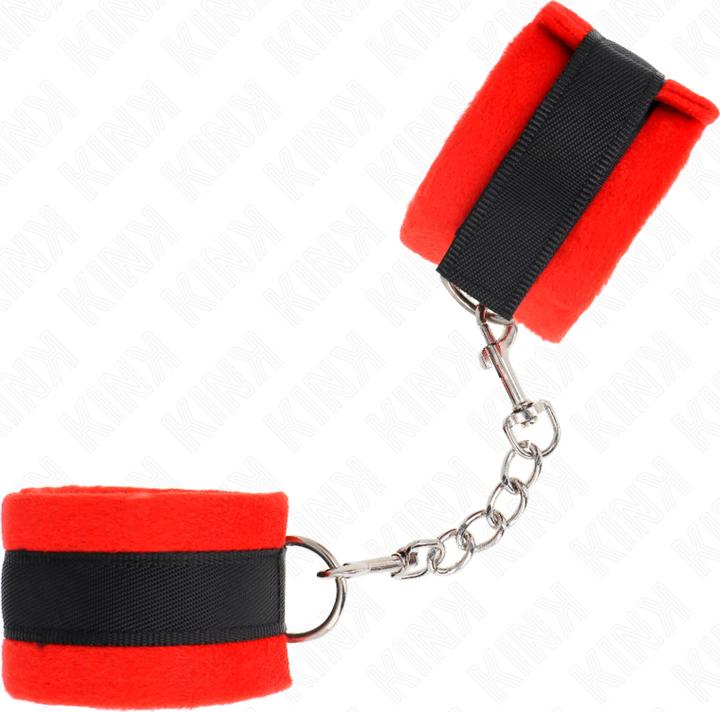 Actual product image Kink Beginner Fur Cuffs Black-Red 30 X 7 cm