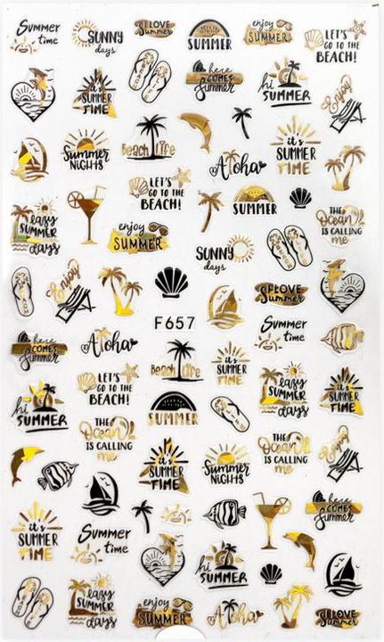 Actual product image BrillBird Nail sticker F657 Holo Gold&Black (Nail varnish dryer)