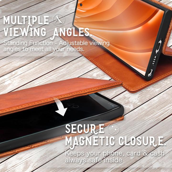 Actual product image Nalia Genuine Leather Flip Case Cover with Magnetic Closure (Samsung Galaxy S23 Ultra)