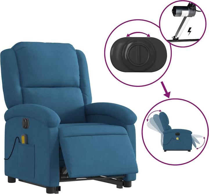 Actual product image VidaXL Massage chair with stand-up aid electric velvet