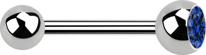 Star Piercing Barbell silber mit Kugel und Kugel Kristall dunkelblau (ohne Messing, Titan G23)