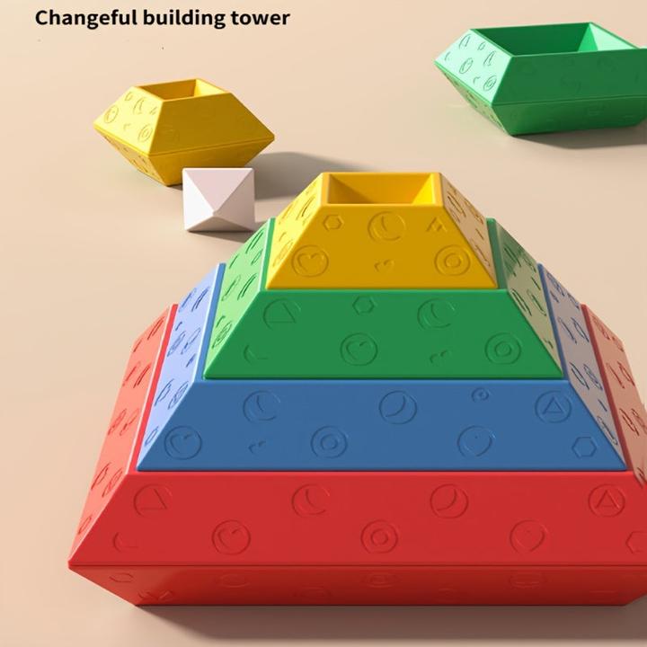 Activity Board Pyramide faltbare Bauklötze für Kleinkinder, faltbares Spielzeug zur Sinneserziehung, interessanter