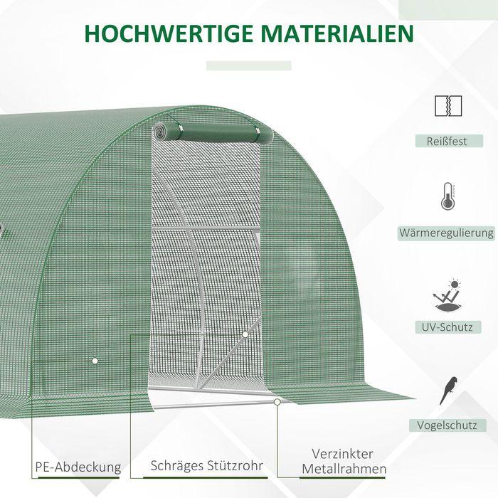 Produktbild Swisshandel24 Foliengewächshaus 4,5 x 3 m mit 6 Fenster Dunkelgrün