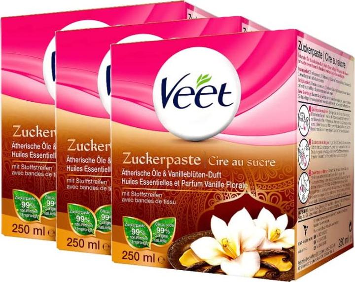 Veet 3er Pack Zuckerpaste zur Haarentfernung (750 ml, 3 x)