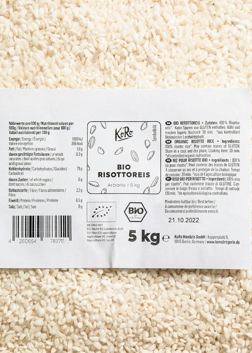 Nutritional values and ingredients KoRo Organic risotto rice (5000 g)