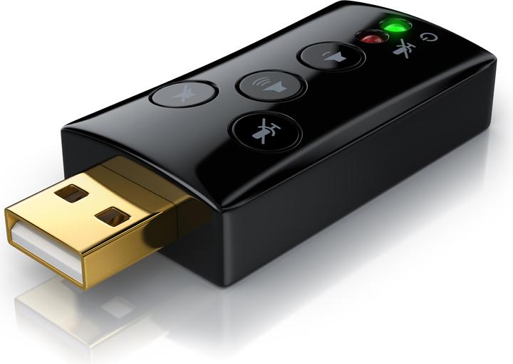 Actual product image CSL USB sound card Virtual 7.1 Surround Sound, external, function buttons, Dynamic 3D, black (USB 2.0)