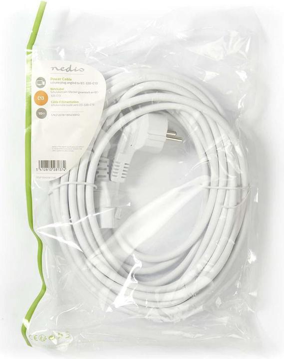 Produktbild Nedis CEGP10000WT100 Netzkabel Schuko-Stecker, angewinkelt - IEC-320-C13 10 m Weiss (10 m)